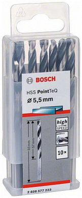 Сверло по металлу BOSCH HSS PointTeQ 5.5х93 мм набор 10 свёрл