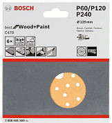 Шлифкруги 125 мм BOSCH 6 шлифлистов Best for Wood+Paint Multihole Ø K60-240
